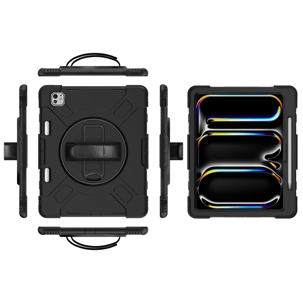 Apple iPad Pro 13 8th Gen (2025) Robust hybridskal med skulderrem Sort