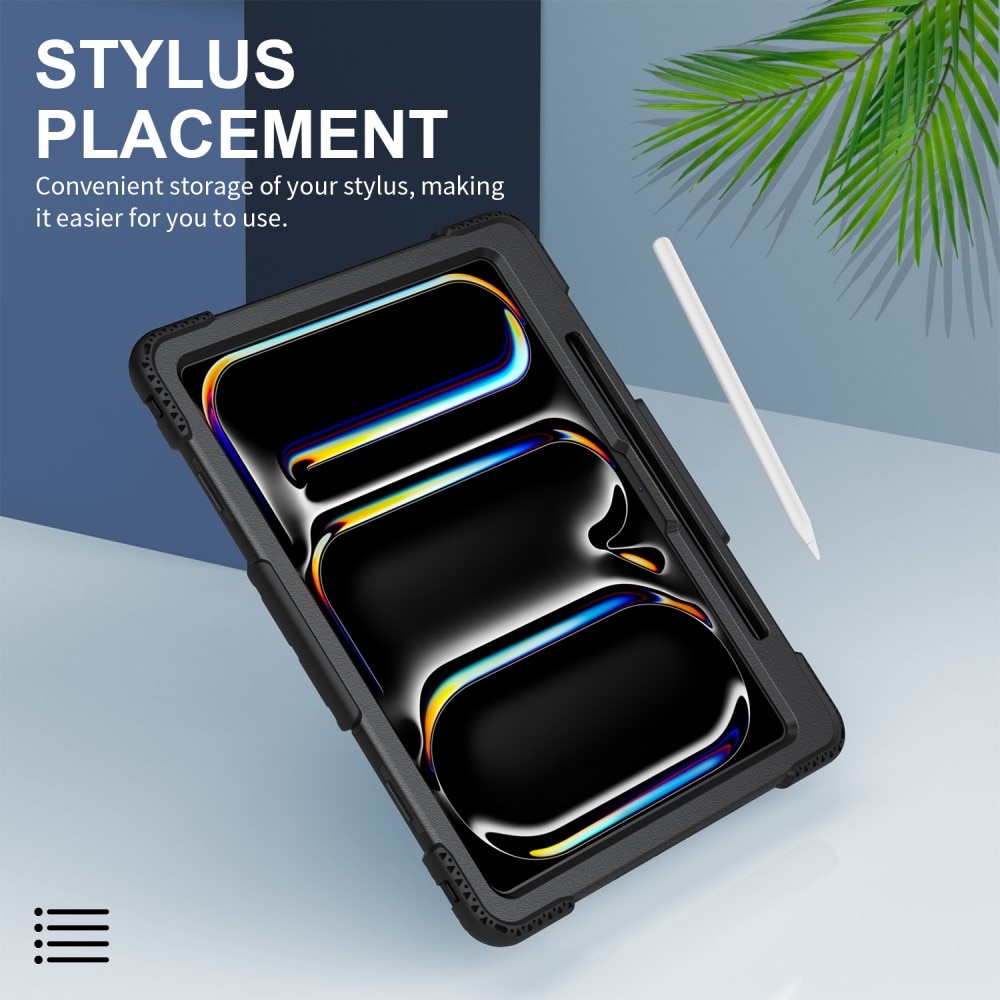 Apple iPad Pro 13 8th Gen (2025) Robust hybridskal med skulderrem Sort