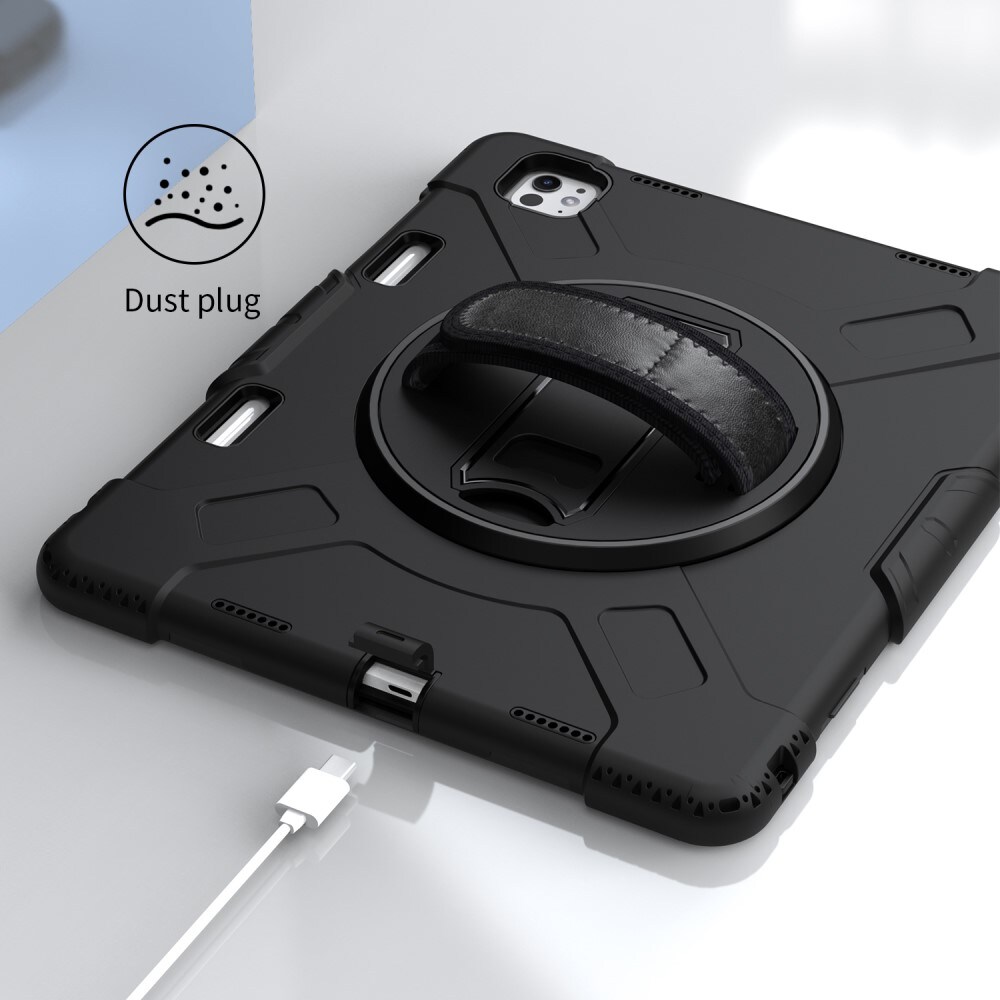 Apple iPad Pro 13 8th Gen (2025) Robust hybridskal med skulderrem Sort