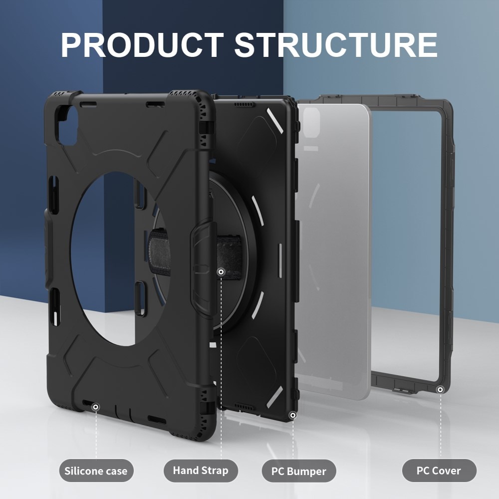 Apple iPad Pro 13 8th Gen (2025) Robust hybridskal med skulderrem Sort