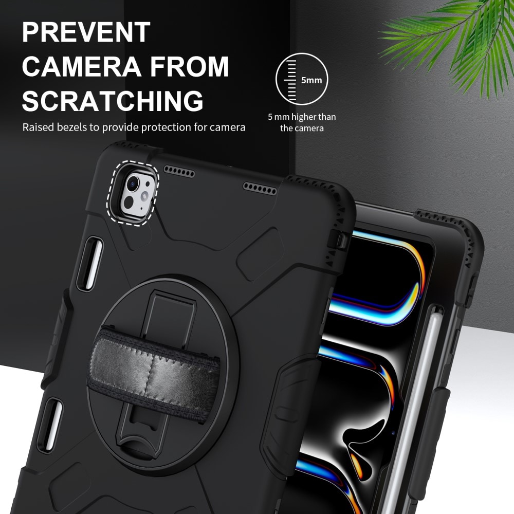 Apple iPad Pro 11 5th Gen (2024) Robust hybridskal med skulderrem Sort