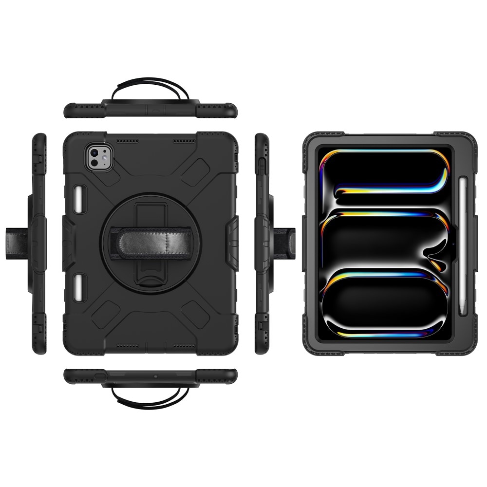 Apple iPad Pro 11 5th Gen (2024) Robust hybridskal med skulderrem Sort