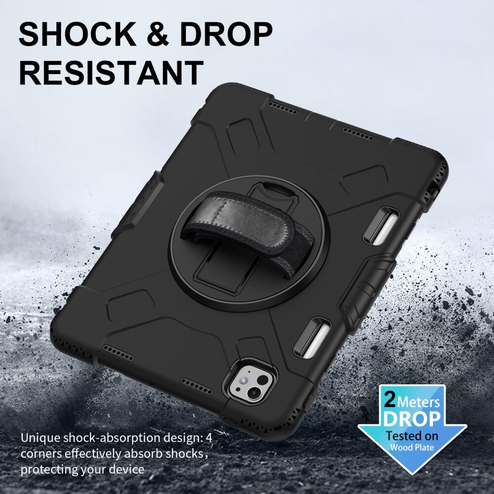 Apple iPad Pro 11 5th Gen (2024) Robust hybridskal med skulderrem Sort