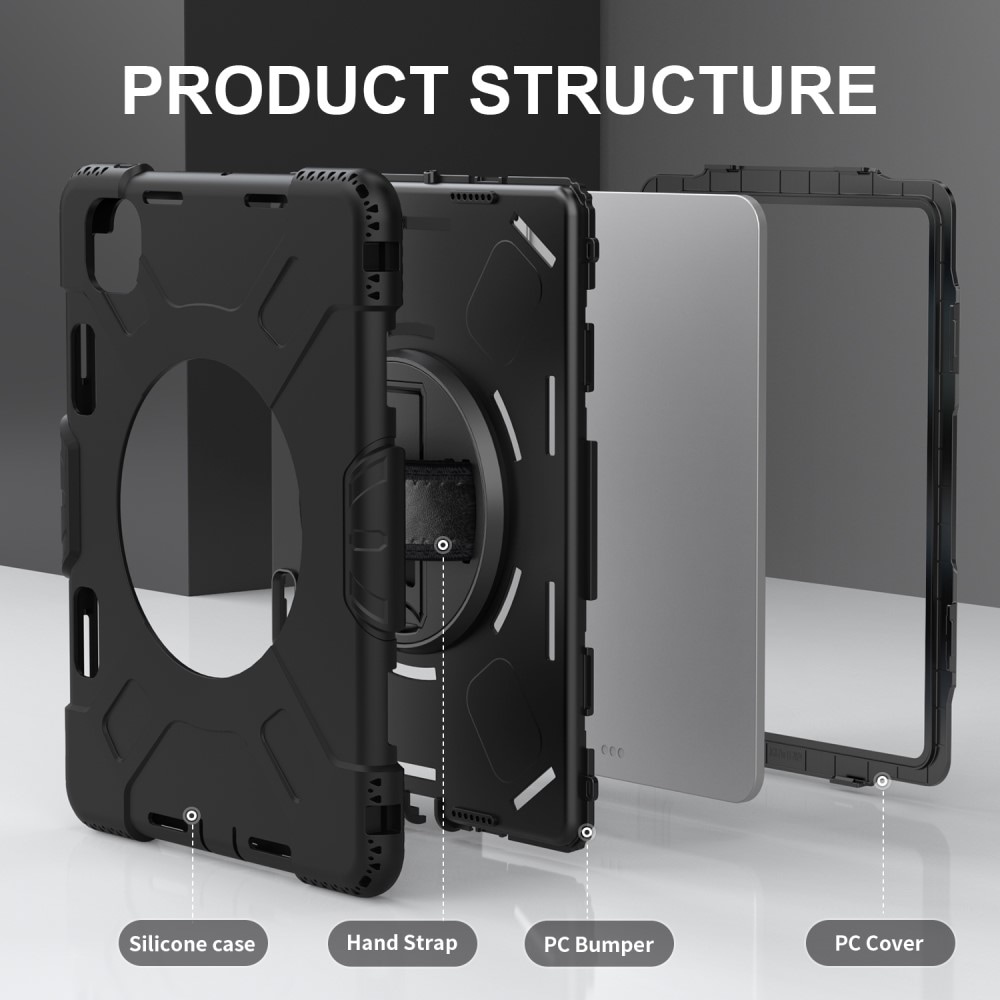 Apple iPad Pro 11 5th Gen (2024) Robust hybridskal med skulderrem Sort