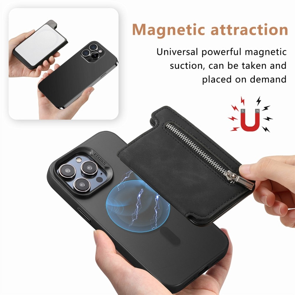 MagSafe pung med lynlås og stander, Sort