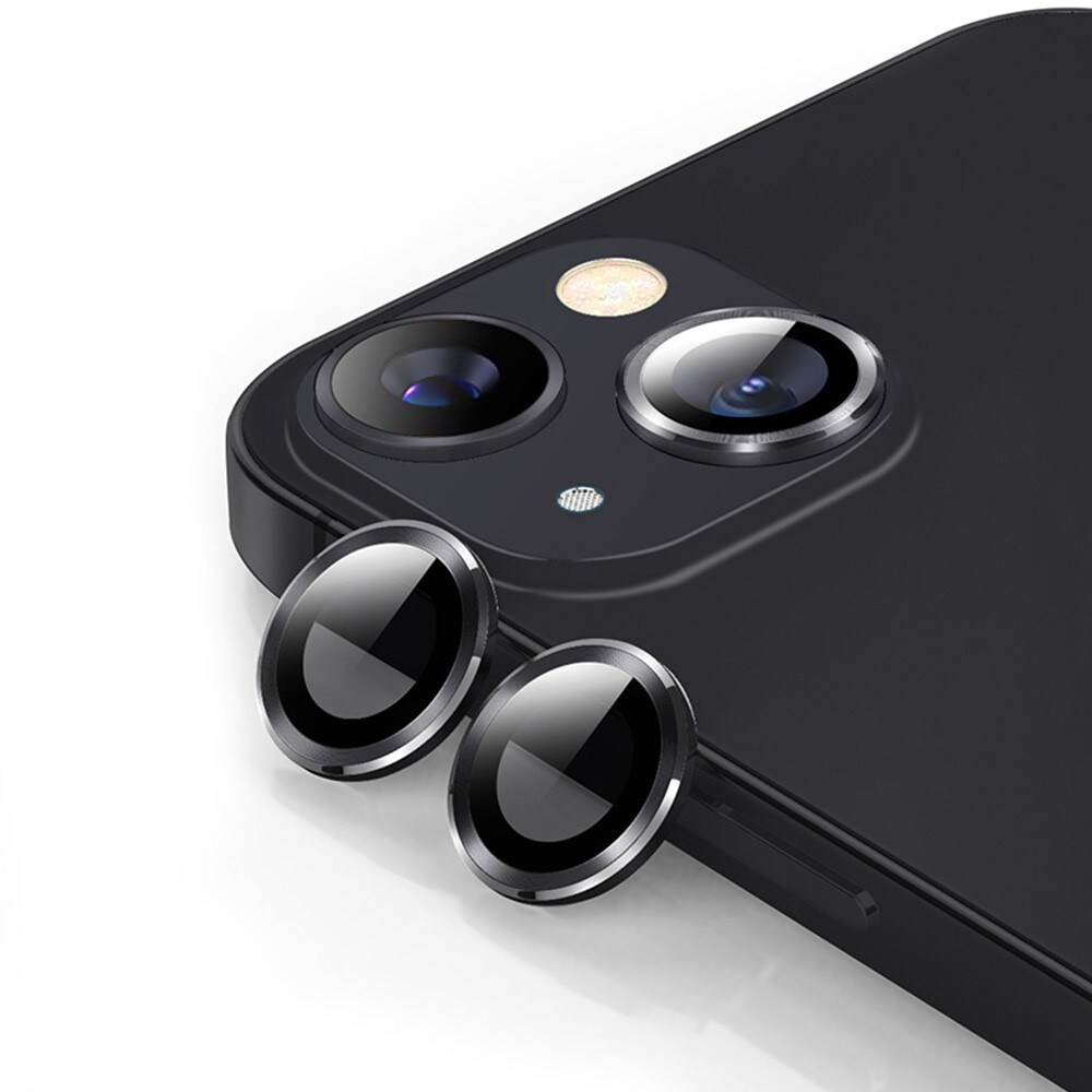 iPhone 14 Plus Linsebeskytter i glas og aluminium, Sort