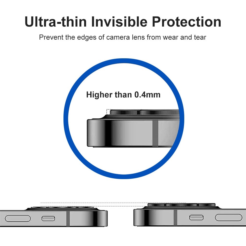 iPhone 14 Linsebeskytter i glas og aluminium, Sort