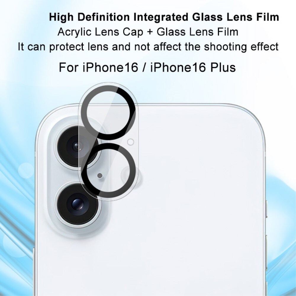 iPhone 16 Plus Kamerabeskyttelse i glas, Gennemsigtig