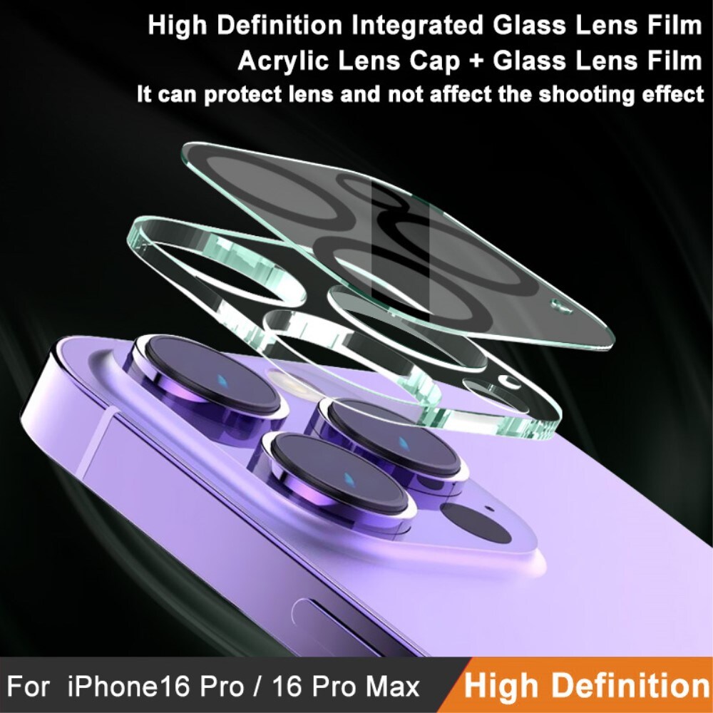 iPhone 16 Pro Max Kamerabeskyttelse i glas, Gennemsigtig