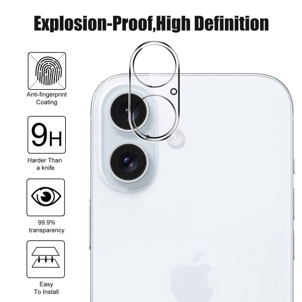 iPhone 16 Plus Linsebeskyttelse i hærdet glas