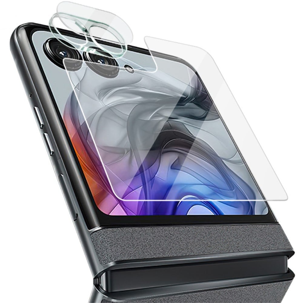 Motorola Razr 60 Ydre skærmbeskytter & linsebeskyttelse i hærdet glas, Gennemsigtig