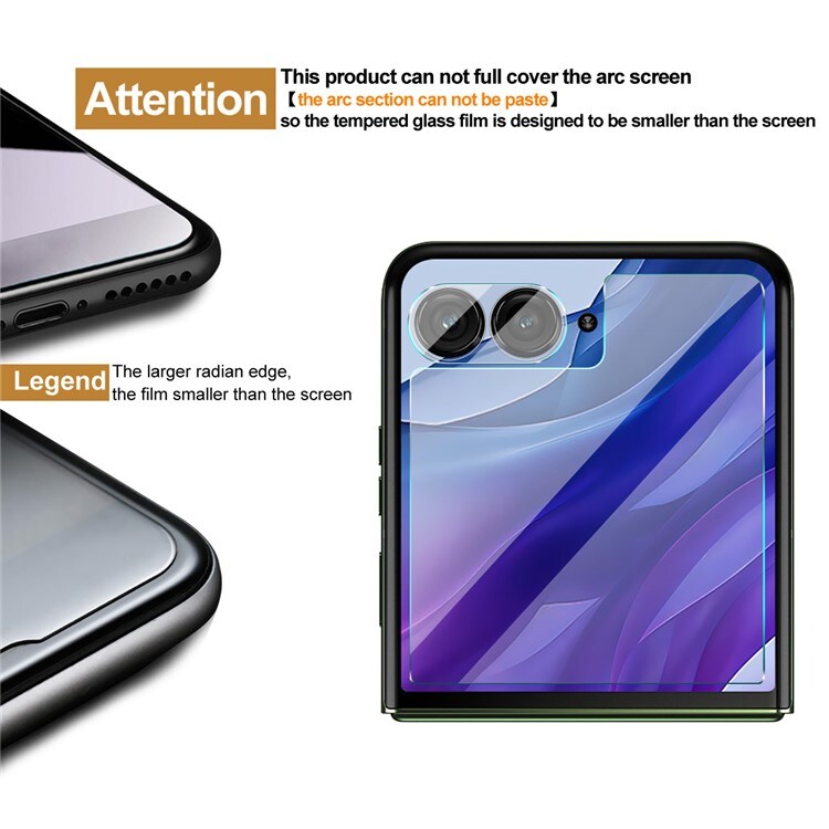 Motorola Razr 60 Ultra Ydre skærmbeskytter & linsebeskyttelse i hærdet glas, Gennemsigtig