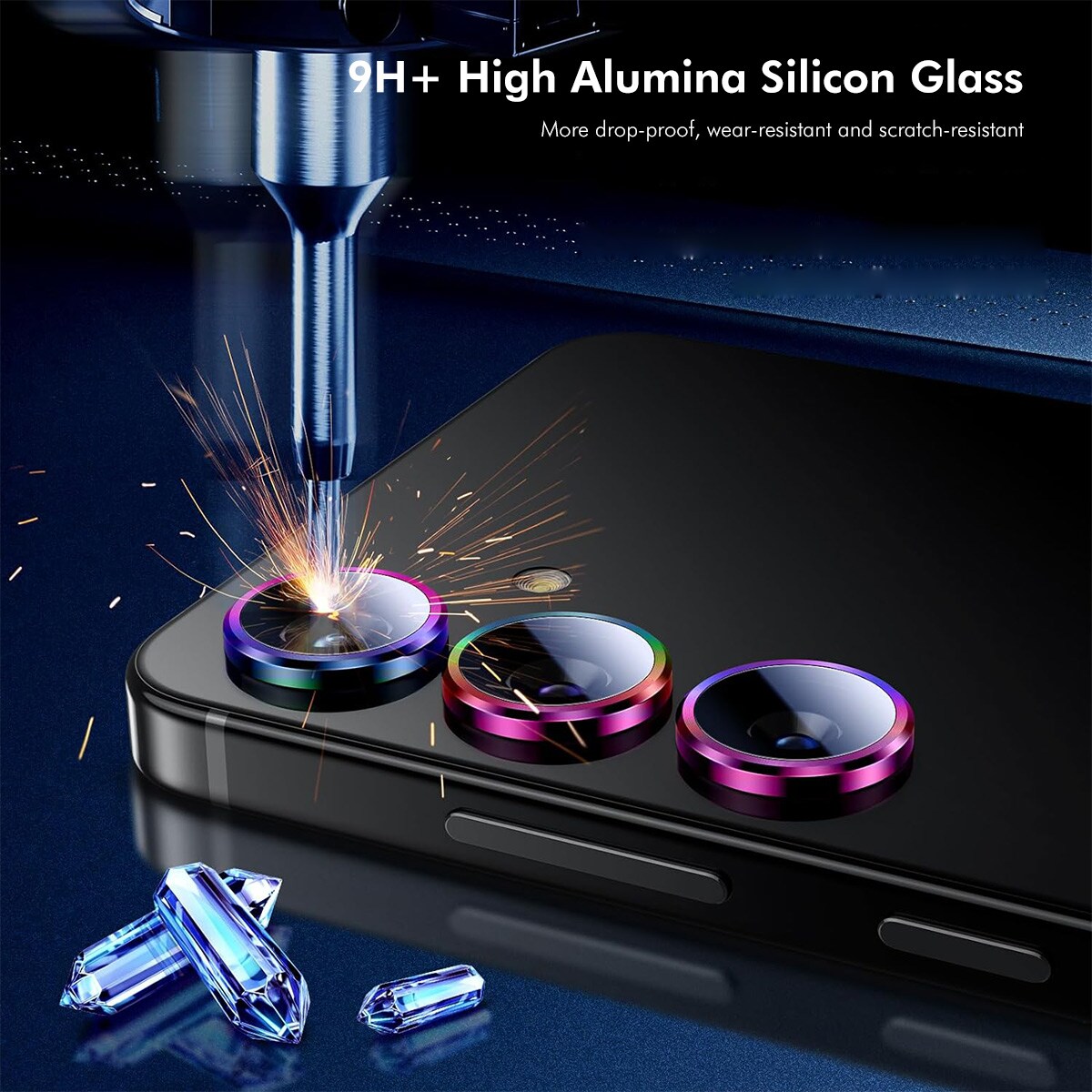 Samsung Galaxy A16 Linsebeskytter i glas og aluminium, Sort