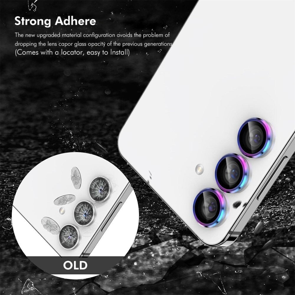 Samsung Galaxy S25 Plus Linsebeskytter i glas og aluminium, Sort
