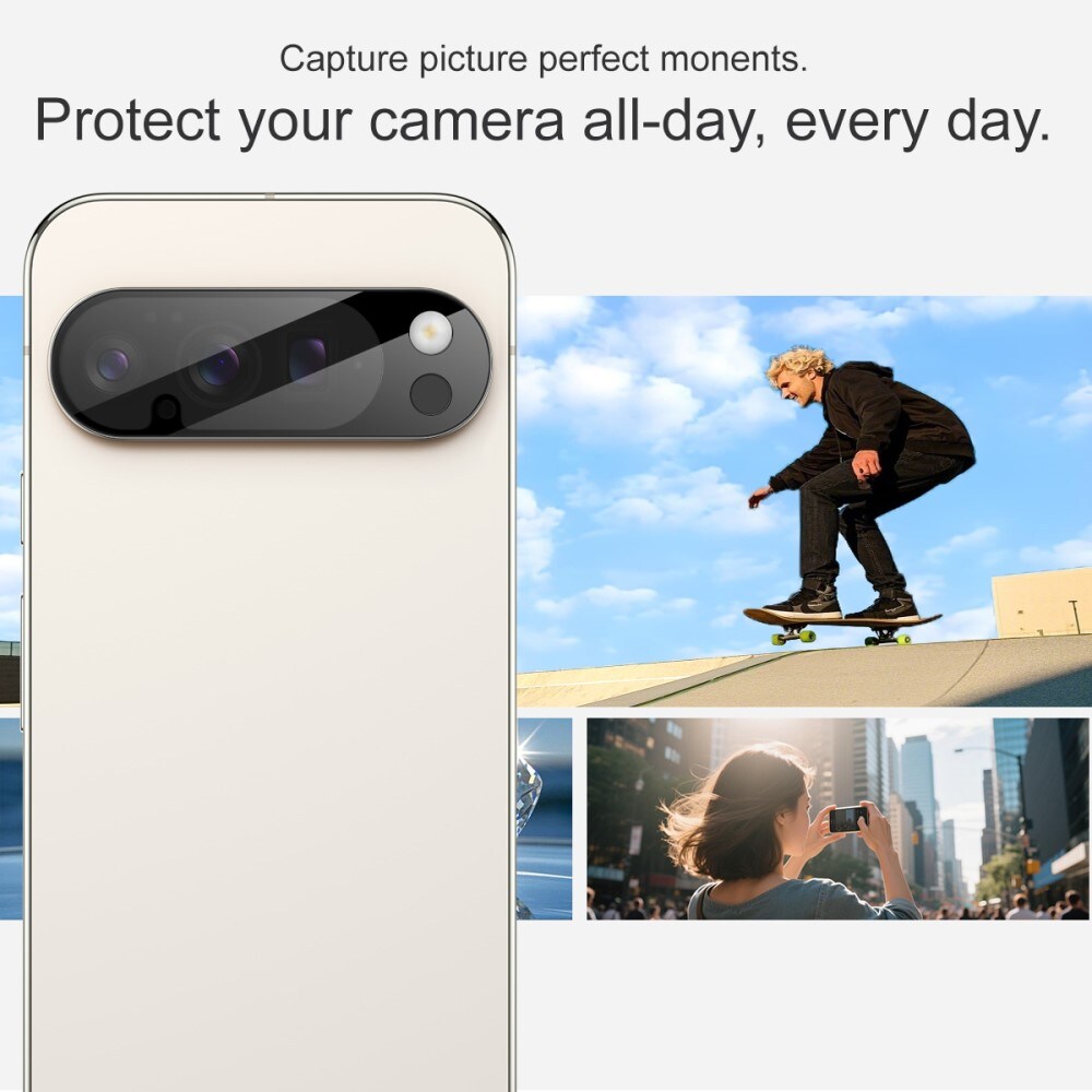 Google Pixel 10 Pro Kamerabeskyttelse i glas, Sort
