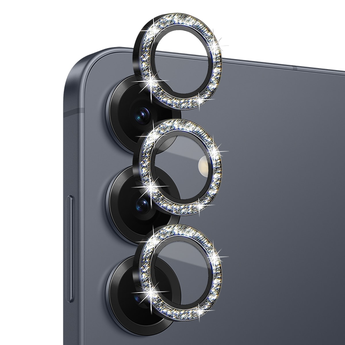 Samsung Galaxy S25 Glitrende linsebeskytter i hærdet glas Sort