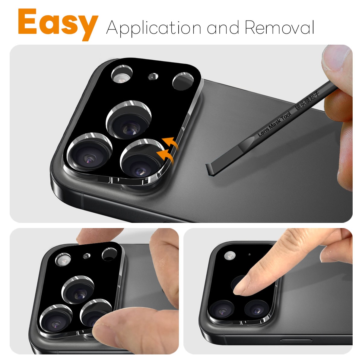 iPhone 17 Pro 2-pak kamera beskyttelsesglas i hærdet glas, Sort