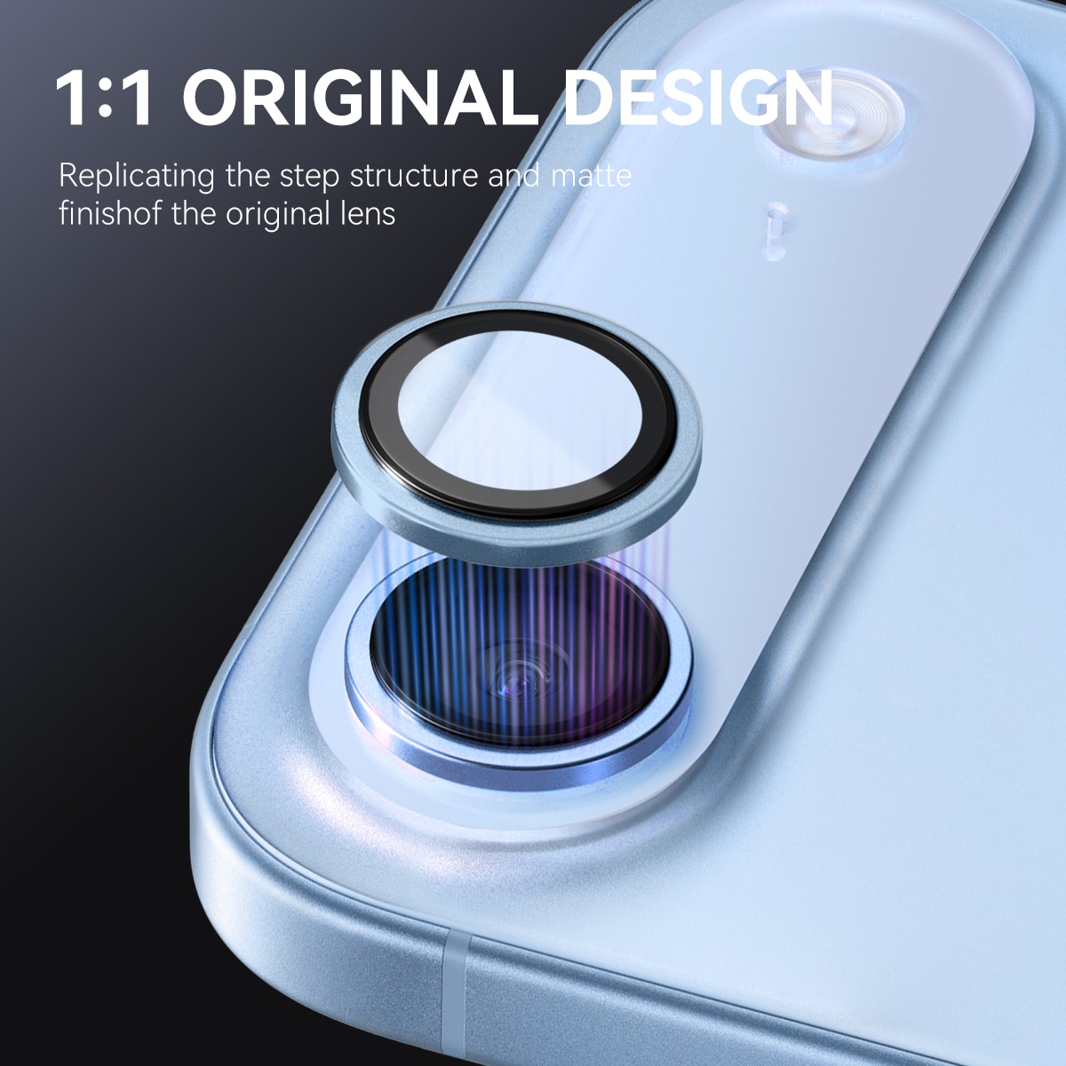 iPhone 17 Air Linsebeskytter i hærdet glas med aluminiumsramme Blå