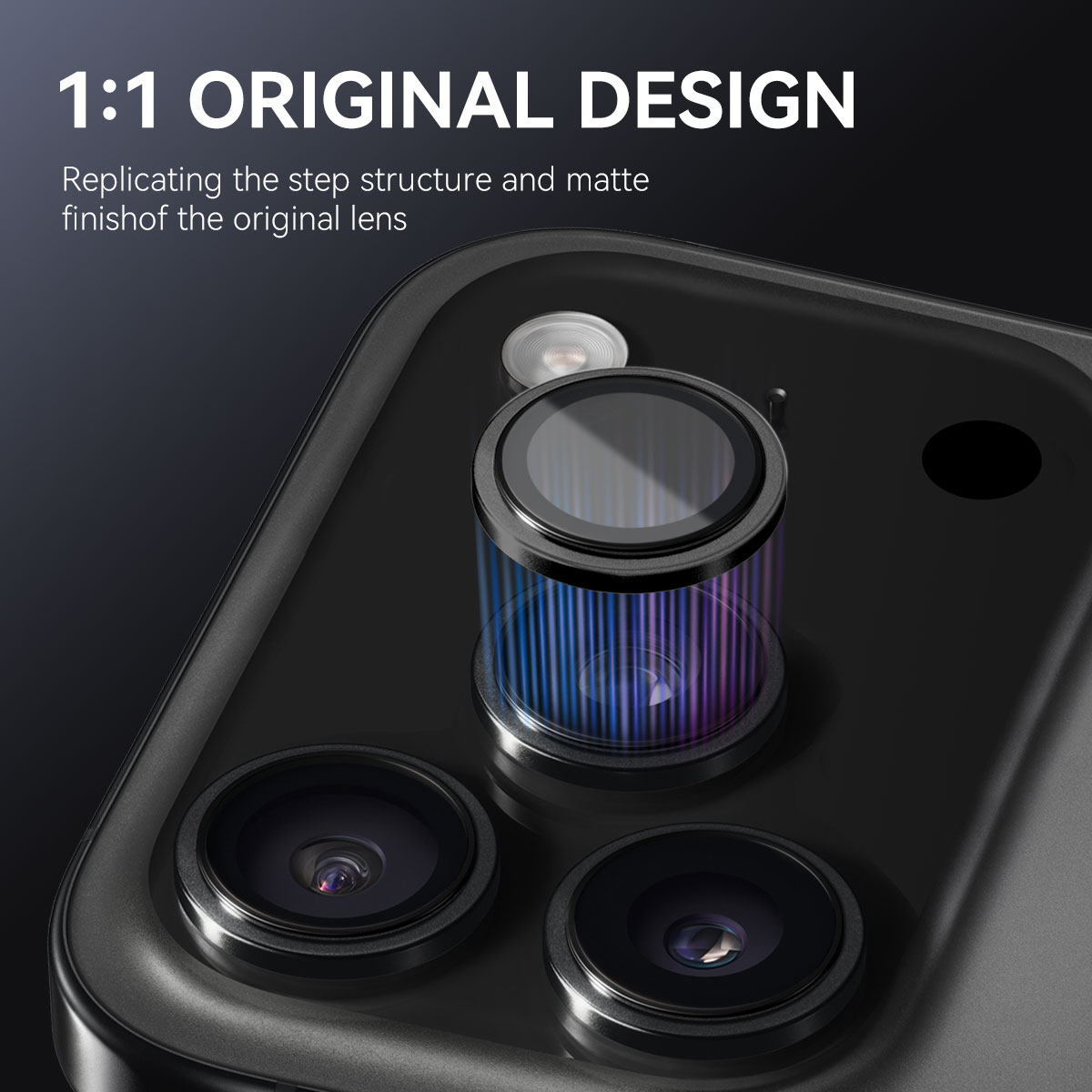iPhone 17 Pro Max Linsebeskytter i hærdet glas med aluminiumsramme Sort