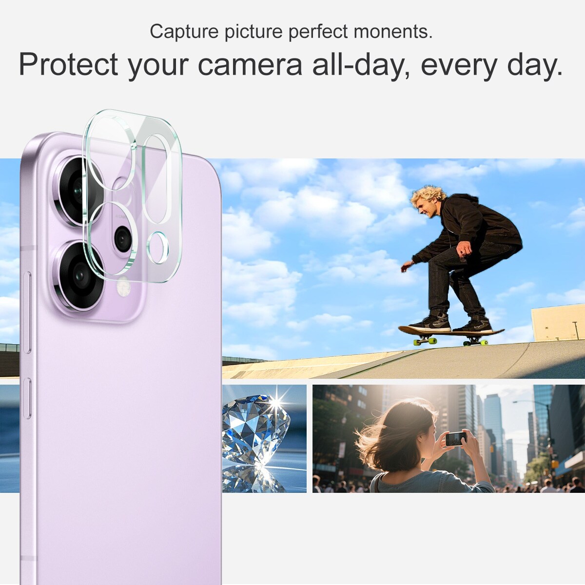 Oppo Reno 14 Kamerabeskyttelse i glas, Gennemsigtig
