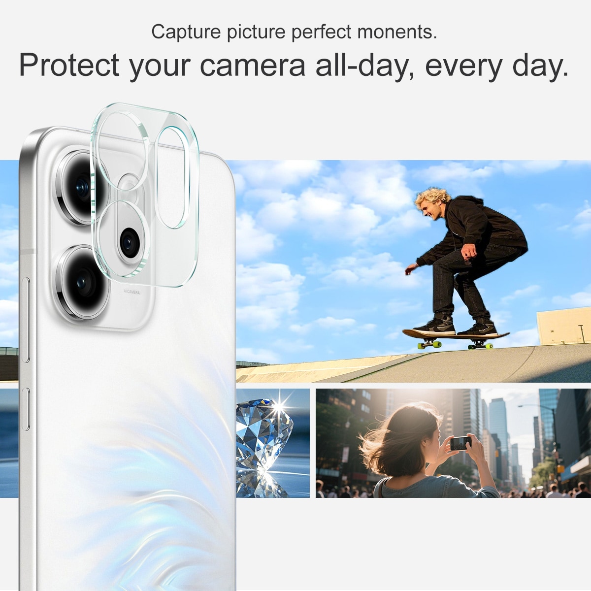 Oppo Reno 14 F Kamerabeskyttelse i glas, Gennemsigtig