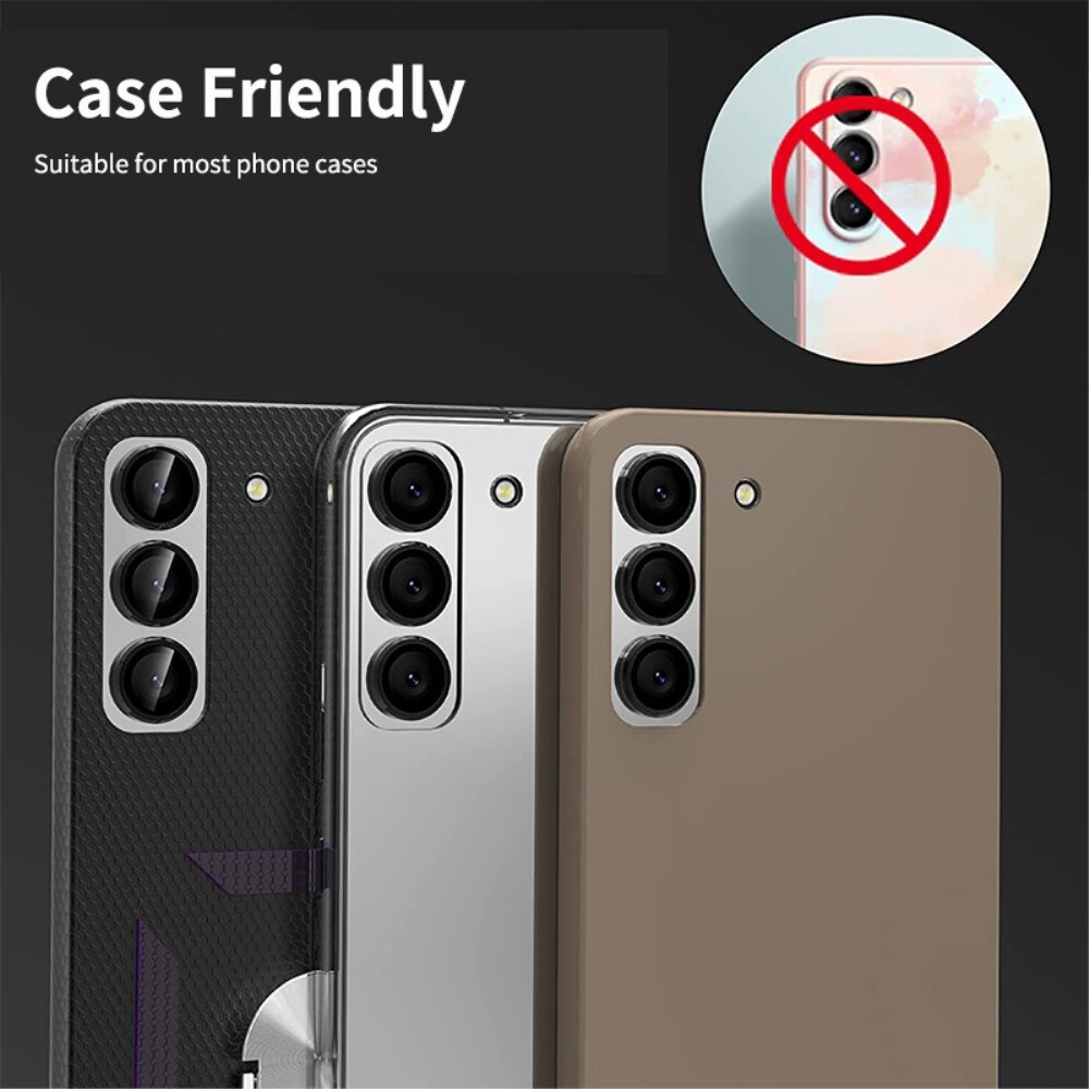 Samsung Galaxy S23/Galaxy S23 Plus Linsebeskytter i glas og aluminium, Sort