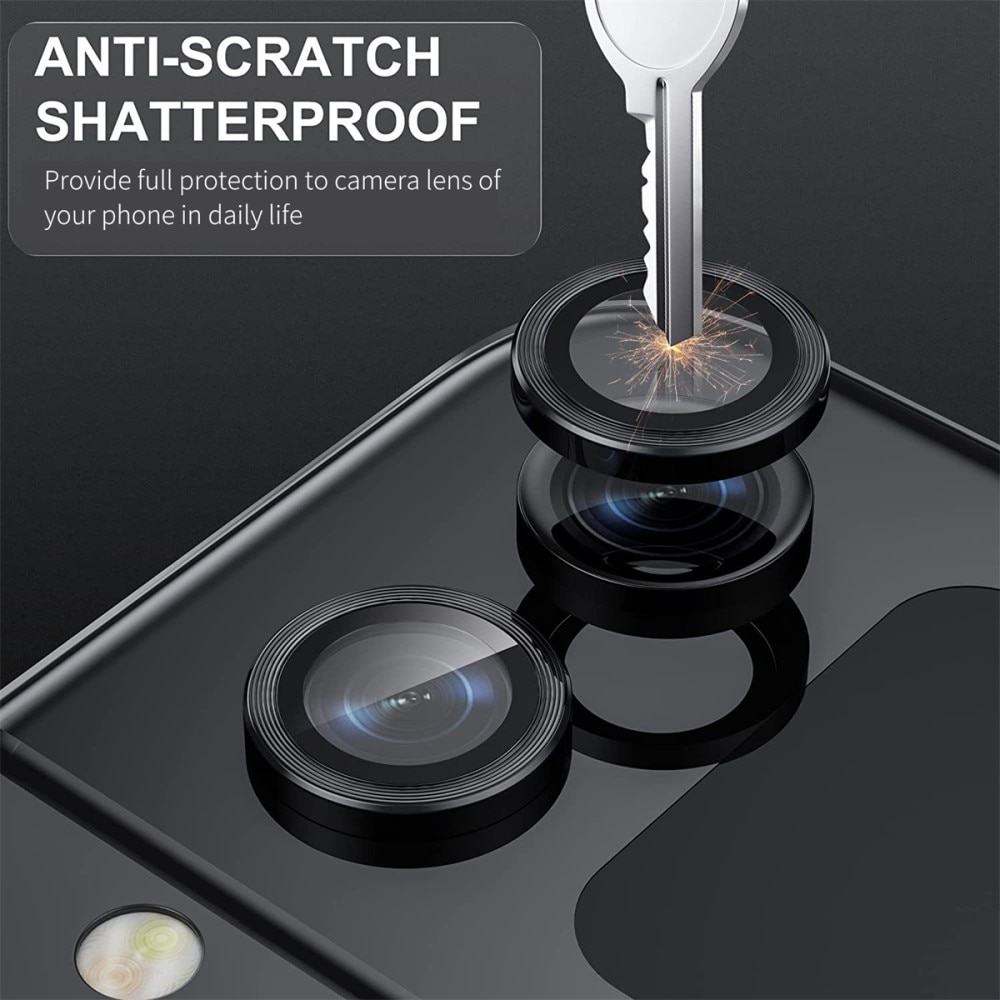 Samsung Galaxy Z Flip 5 Linsebeskytter i glas og aluminium, Sort