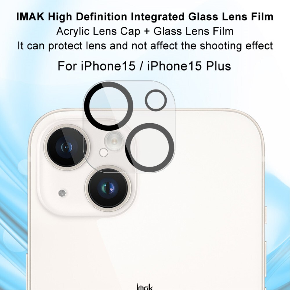 iPhone 15 Kamerabeskyttelse i glas, Gennemsigtig