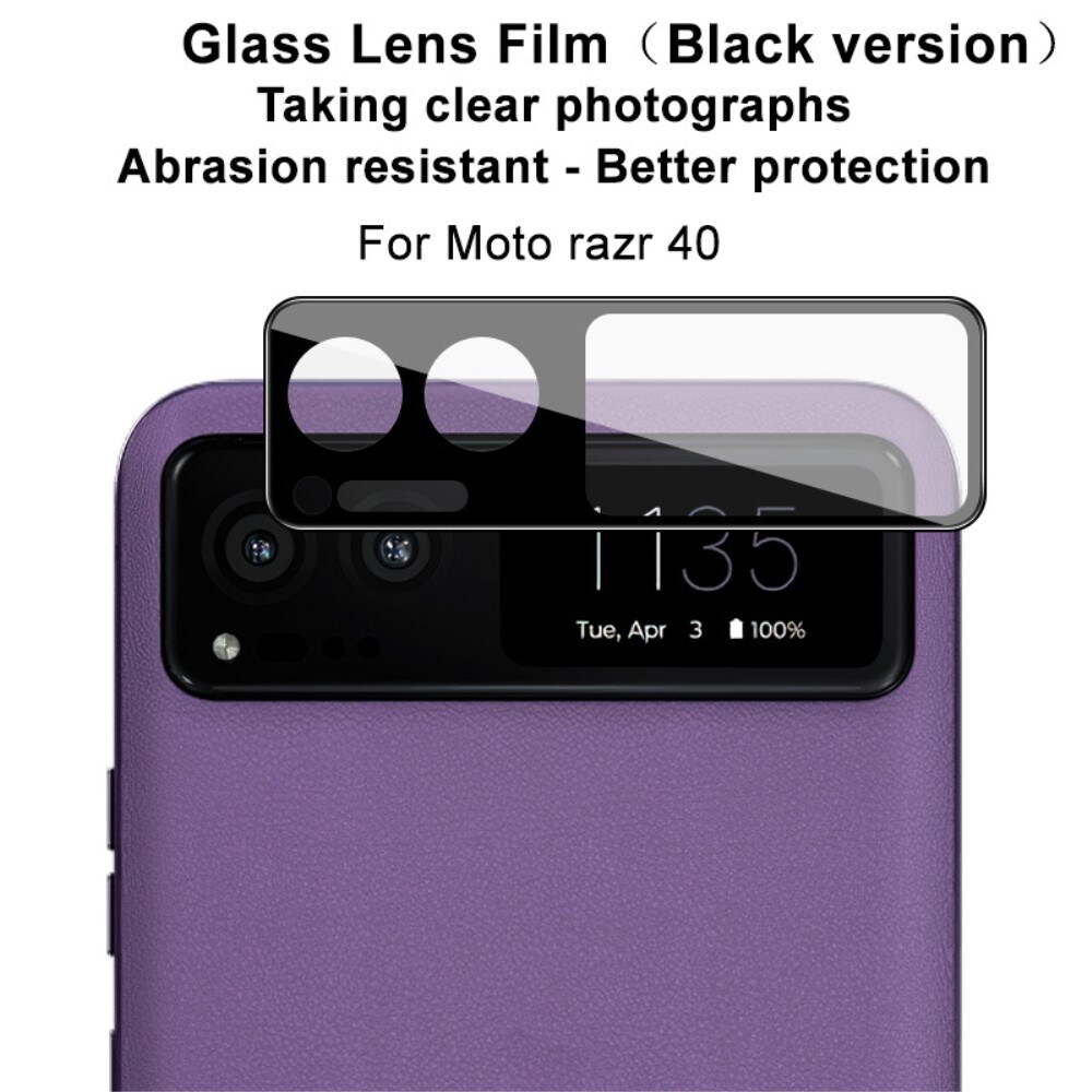 Motorola Razr 40 Kamerabeskyttelse i glas, Sort