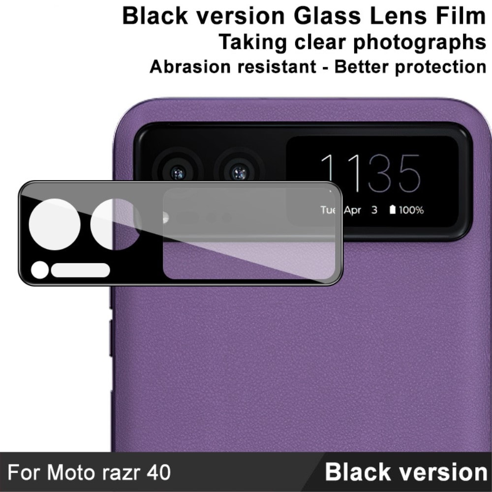 Motorola Razr 40 Kamerabeskyttelse i glas, Sort