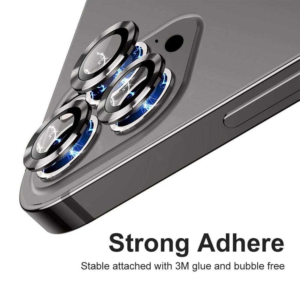 iPhone 15 Pro Linsebeskytter i glas og aluminium, Sort