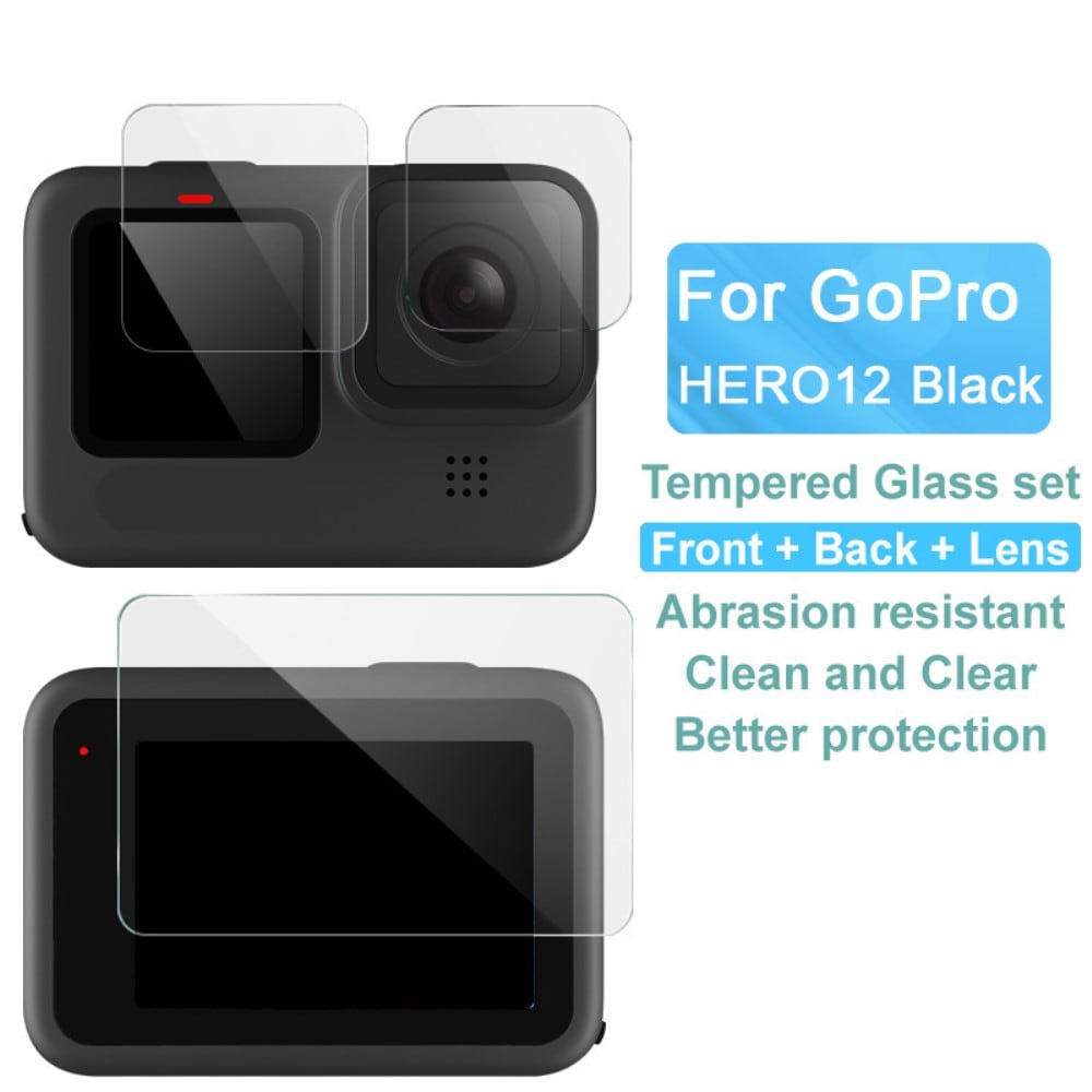 GoPro HERO12 heldækkende skærmbeskytter + linsebeskytter i hærdet glas