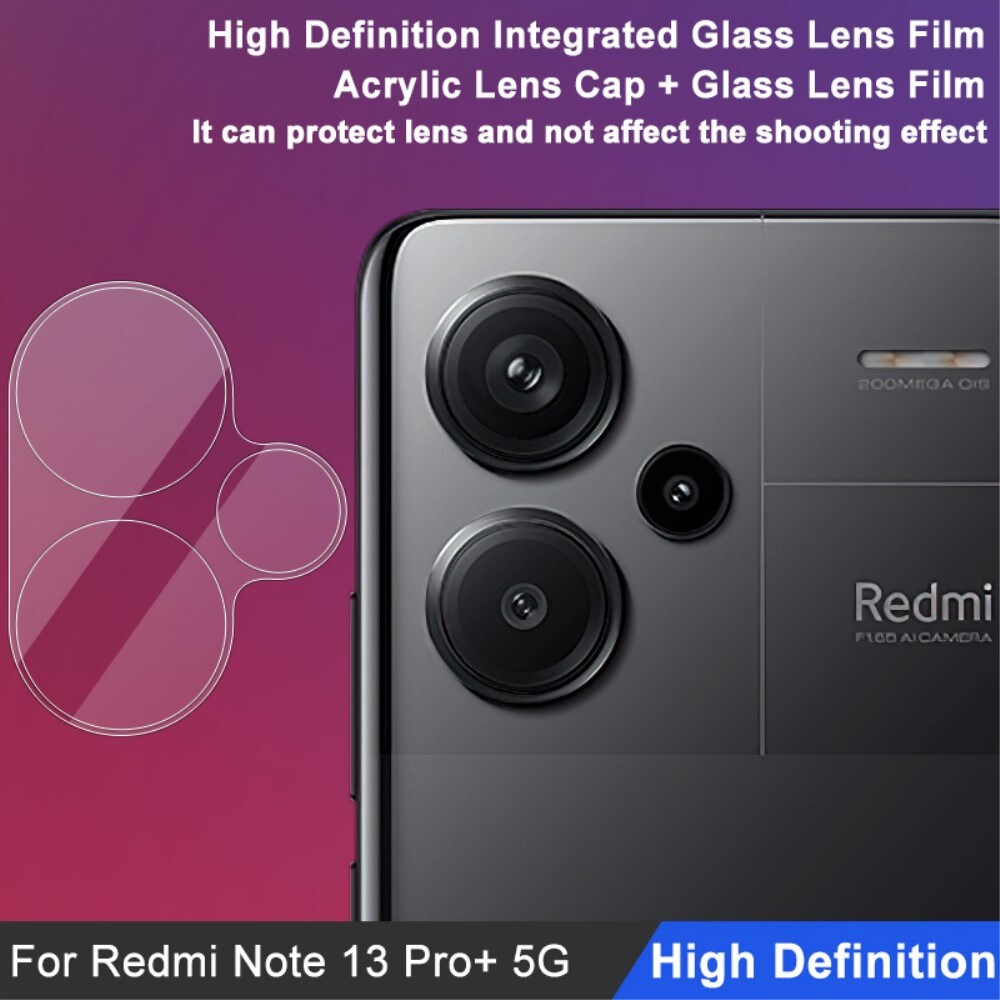 Xiaomi Redmi Note 13 Pro Plus Kamerabeskyttelse i glas, Gennemsigtig