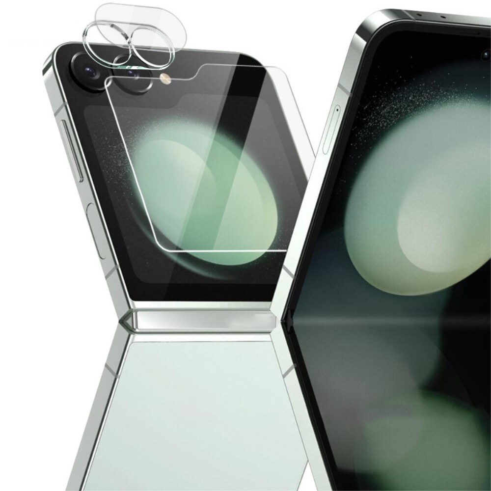Samsung Galaxy Z Flip 7 FE Ydre skærmbeskytter & linsebeskyttelse i hærdet glas, Gennemsigtig