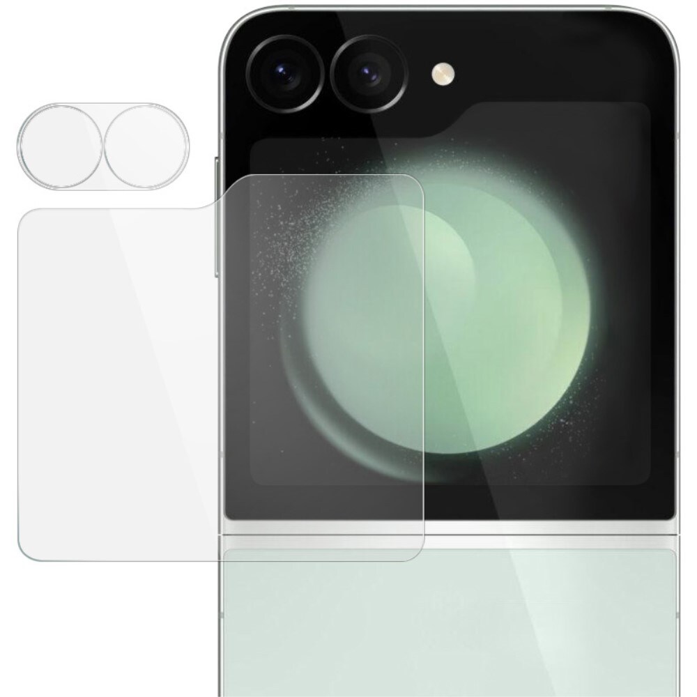 Samsung Galaxy Z Flip 7 FE Ydre skærmbeskytter & linsebeskyttelse i hærdet glas, Gennemsigtig