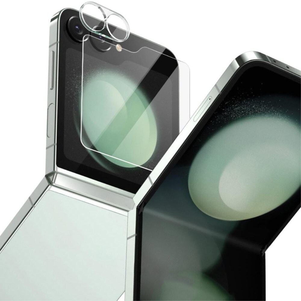 Samsung Galaxy Z Flip 7 FE Ydre skærmbeskytter & linsebeskyttelse i hærdet glas, Gennemsigtig