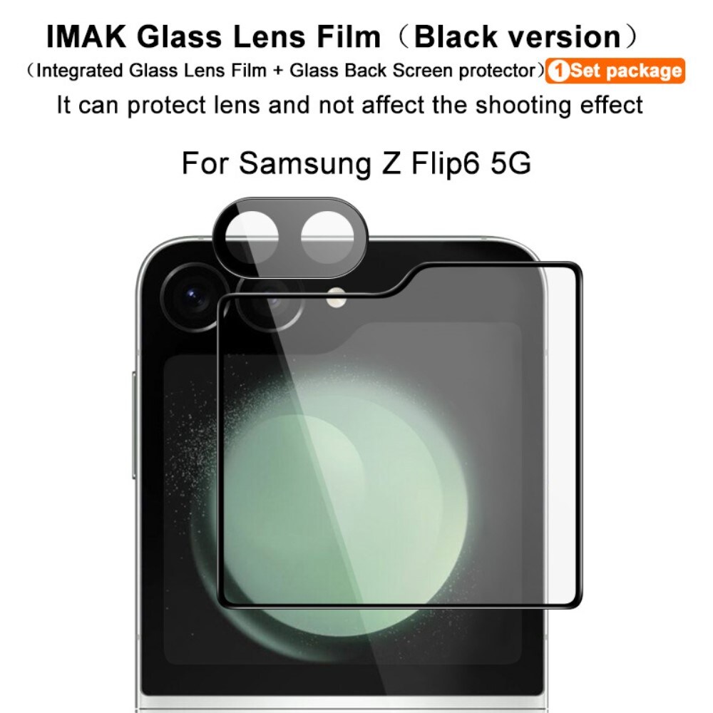 Samsung Galaxy Z Flip 7 FE Ydre skærmbeskytter & linsebeskyttelse i hærdet glas, Sort