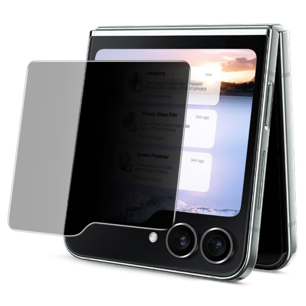 Samsung Galaxy Z Flip 7 FE Anti-Spy ydre skærmbeskytter i glas