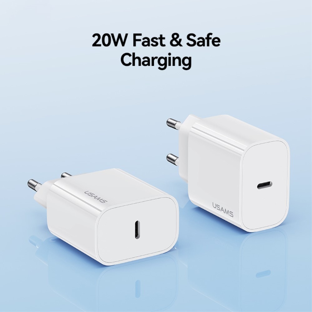 Vægoplader 20W USB-C, Hvid