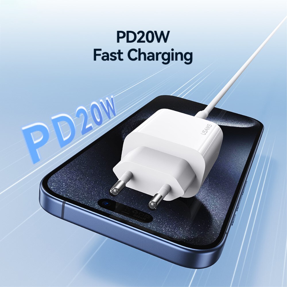 Vægoplader 20W USB-C, Hvid