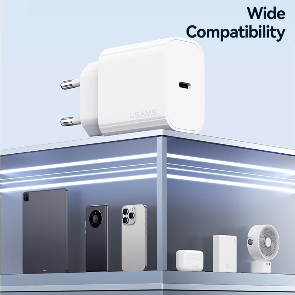 Vægoplader 20W USB-C, Hvid