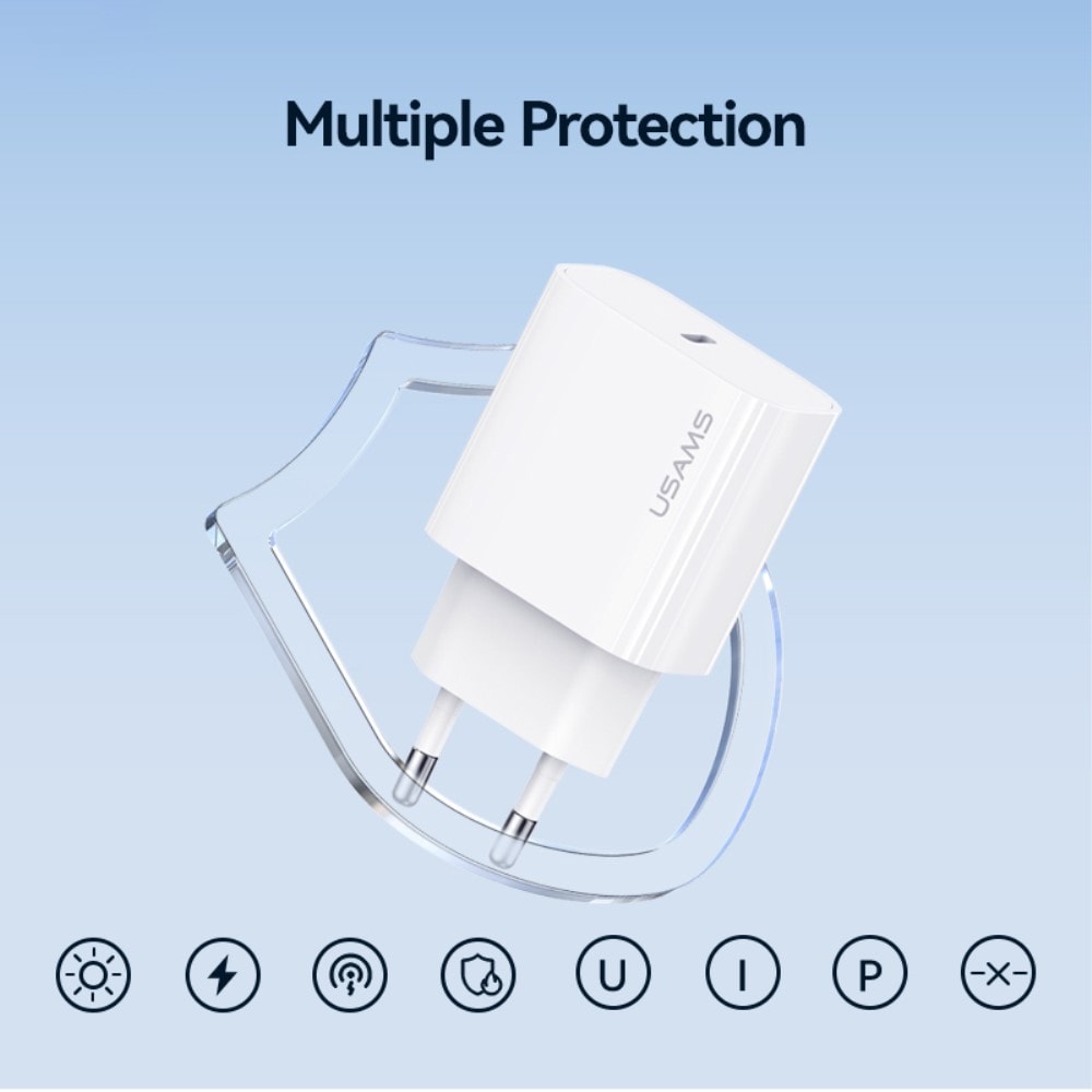 Vægoplader 20W USB-C, Hvid