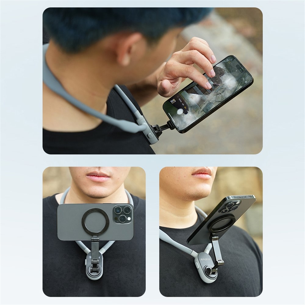 MagSafe-mobilholder med nakkestativ, Grå