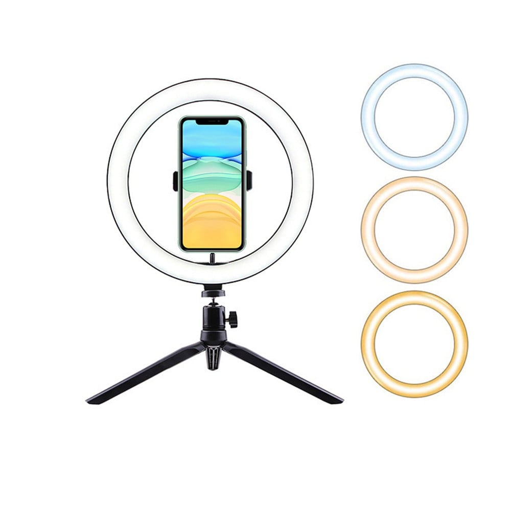 LED-ringlys med stativ, Sort