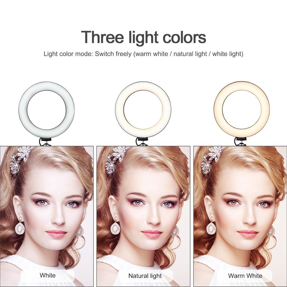 LED-ringlys med stativ, Sort