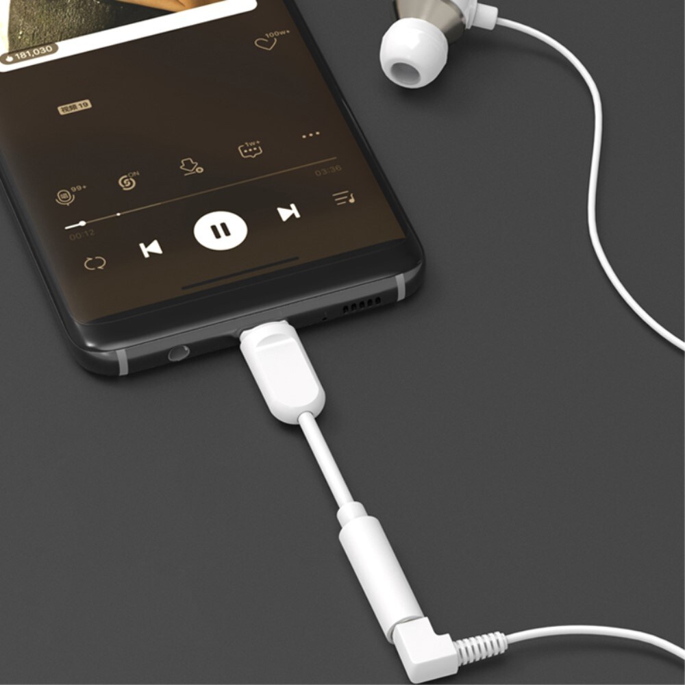 Høretelefonadapter DAC USB-C til 3.5mm, Hvid