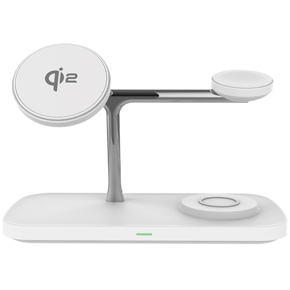 Qi2 Magnetisk trådløs opladningsstation 3-i-1, Hvid