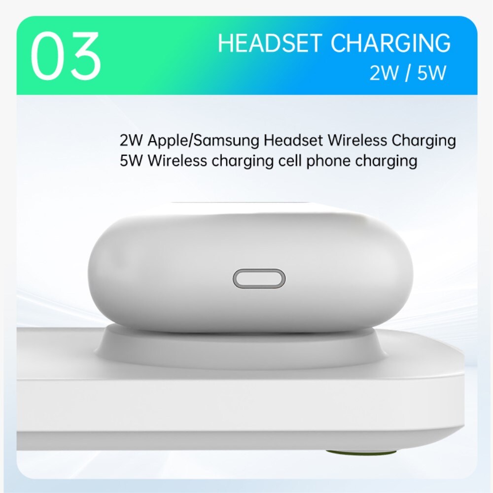 Qi2 Magnetisk trådløs opladningsstation 3-i-1, Hvid