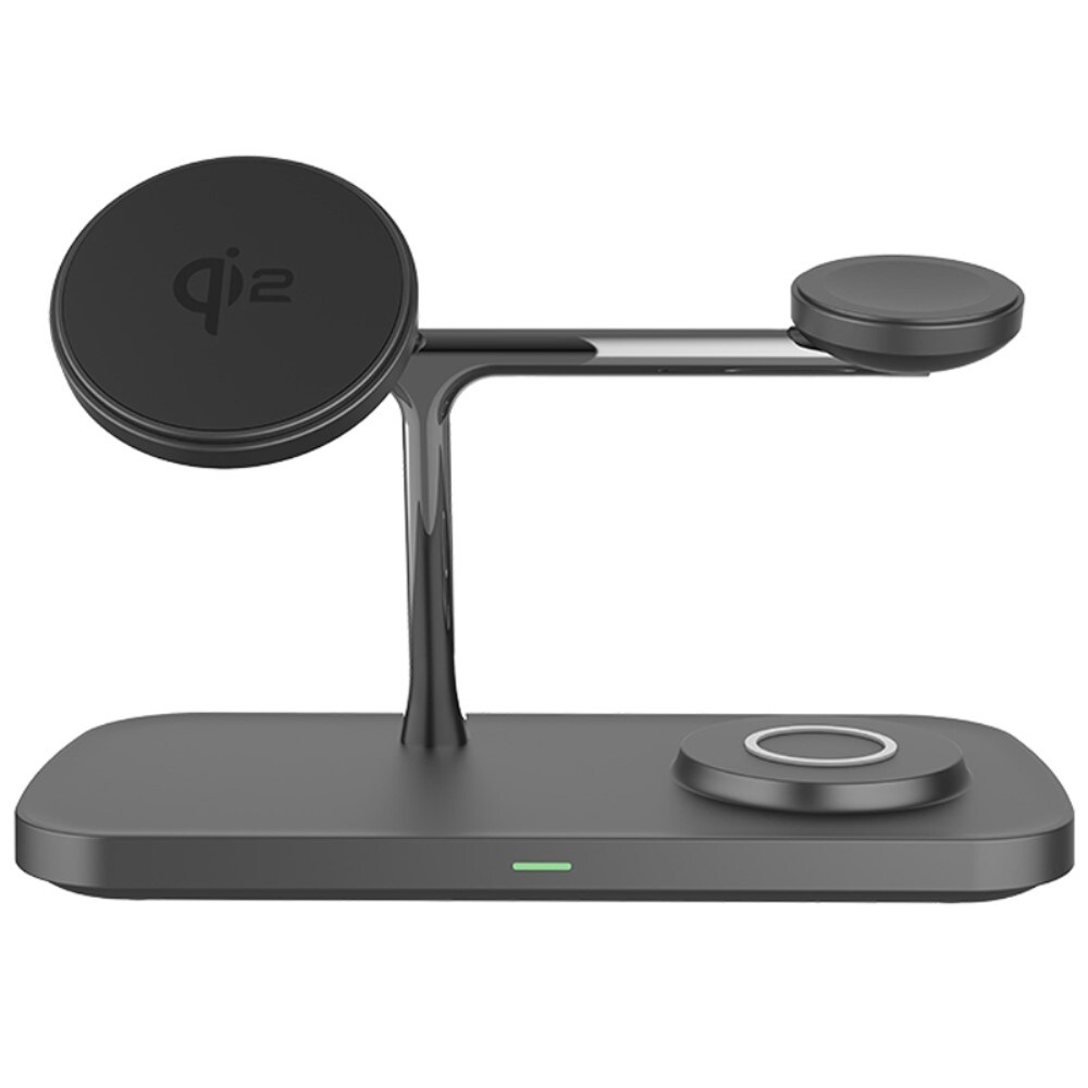 Apple iPhone 16 Qi2 magnetisk trådløs opladningsstation 3-i-1, Sort