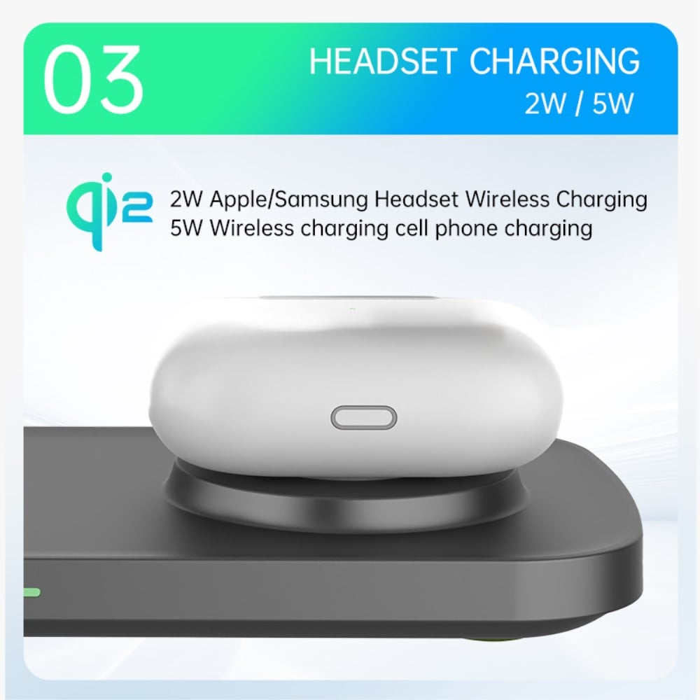 Apple iPhone 16 Qi2 magnetisk trådløs opladningsstation 3-i-1, Sort
